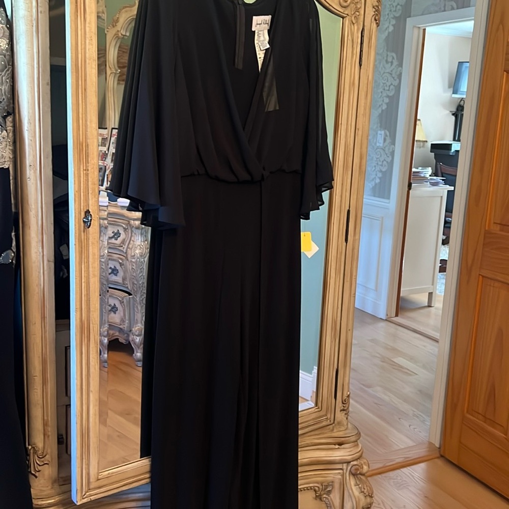 Beautiful, elegant, black jumpsuit, chiffon sleeves great for any party